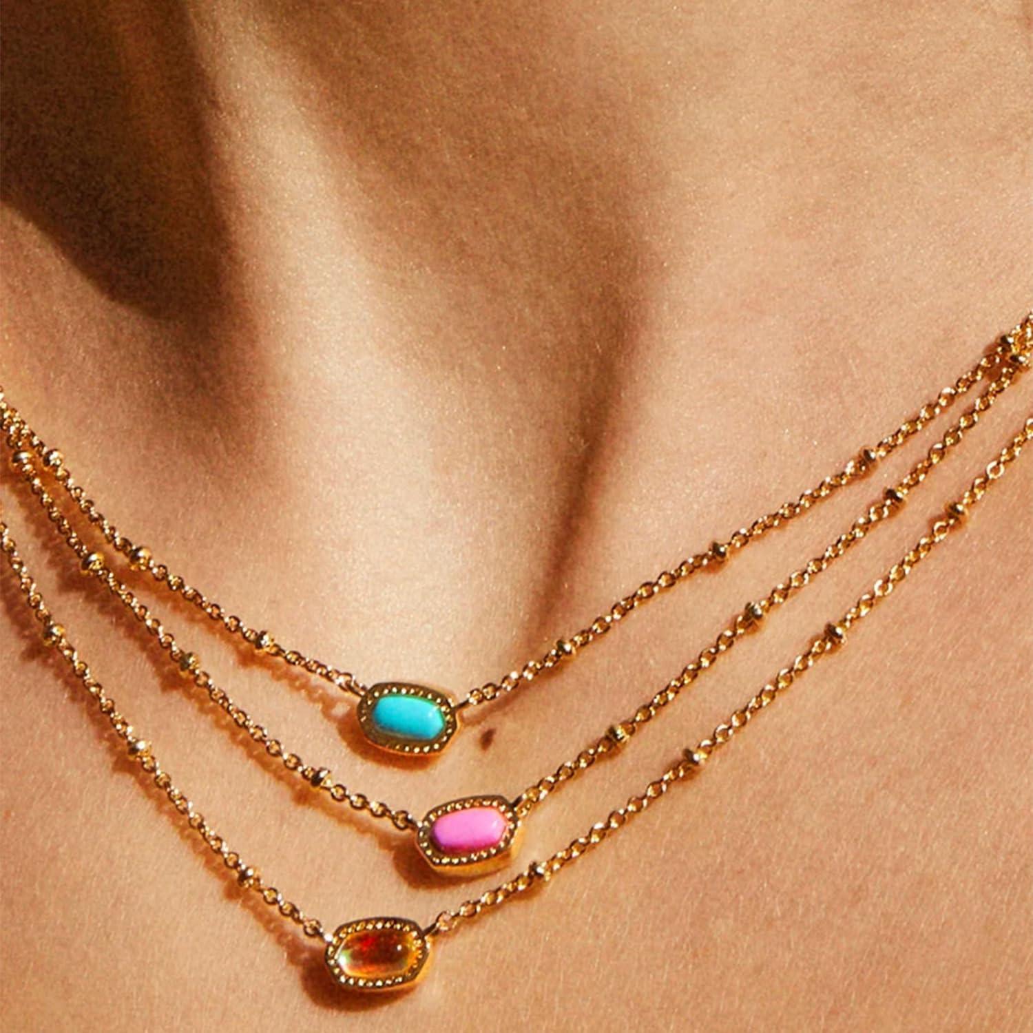 imageKendra Scott Mini Elisa 14k GoldPlated Satellite Short Pendant Necklace Fashion Jewelry for WomenGOLD  FUCHSIA MAGNESITE