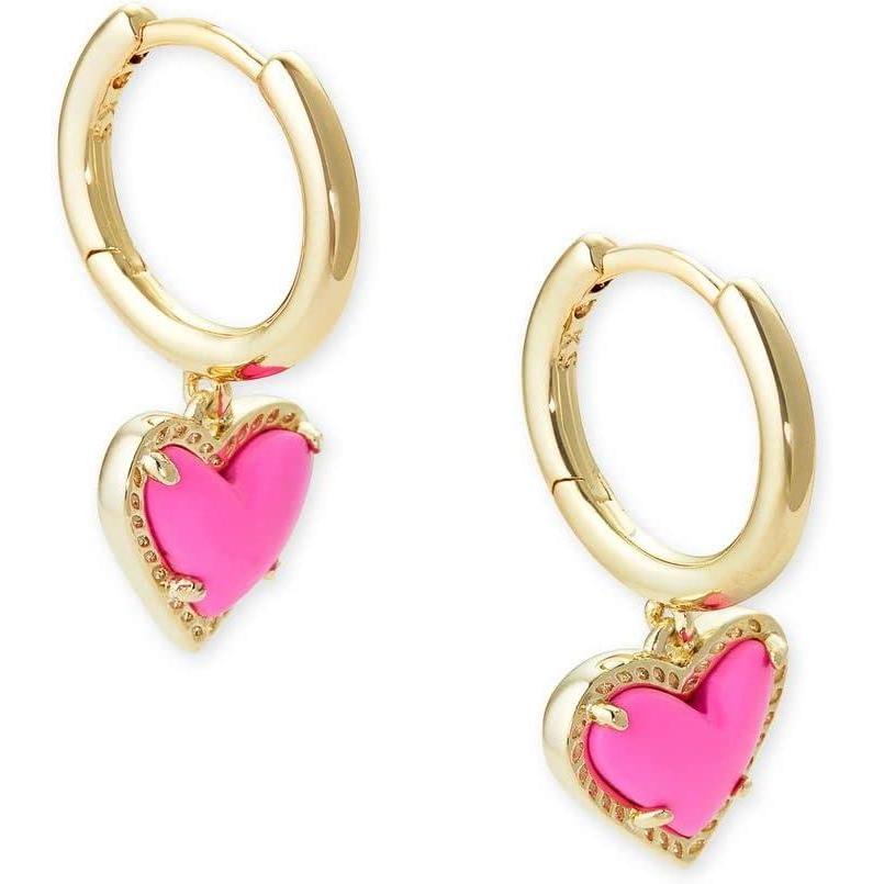 imageKendra Scott Ari Heart Huggie Earrings for Women Fashion JewelryGOLD  MAGENTA