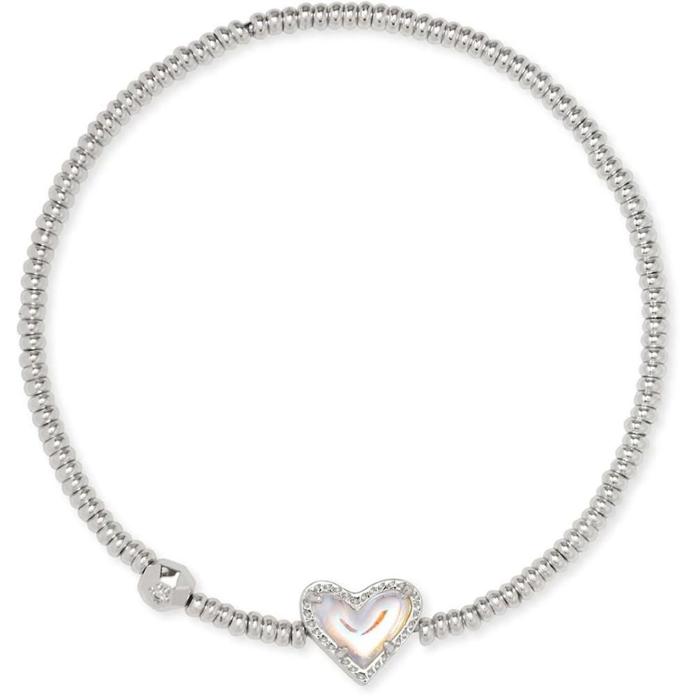 imageKendra Scott Ari Heart Stretch Bracelet Fashion Jewelry for WomenRHODIUM  DICHROIC GLASS
