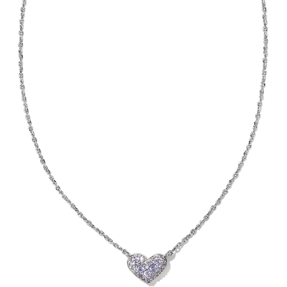 imageKendra Scott Ari Pave Crystal Heart Necklace Fashion Jewelry For WomenRHODIUM  SAPPHIRE LAVENDER BLUE