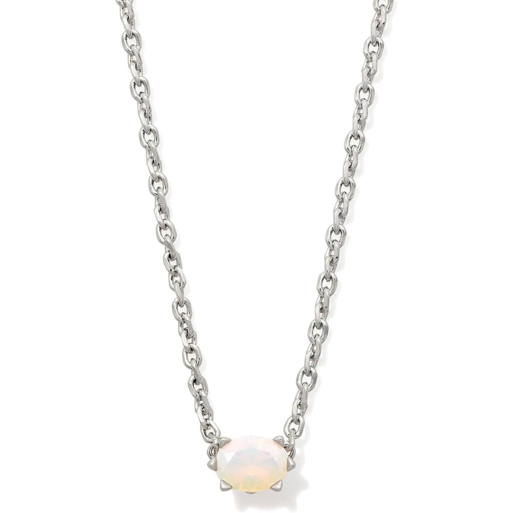 imageKendra Scott Cailin Pendant Necklace Fashion Jewelry for WomenRHODIUM  WHITE IRIDESCENT CRYSTAL