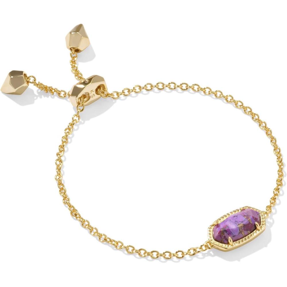 imageKendra Scott Elaina Adjustable Chain Bracelet for Women Fashion Jewelry GoldPlatedGOLD  BRONZED VEINED VIOLET MAGNESITE