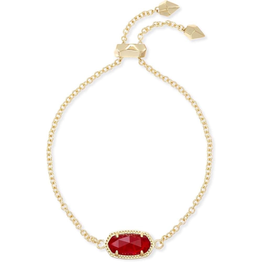 imageKendra Scott Elaina Adjustable Chain Bracelet for Women Fashion Jewelry GoldPlatedGOLD  RUBY RED CLEAR GLASS