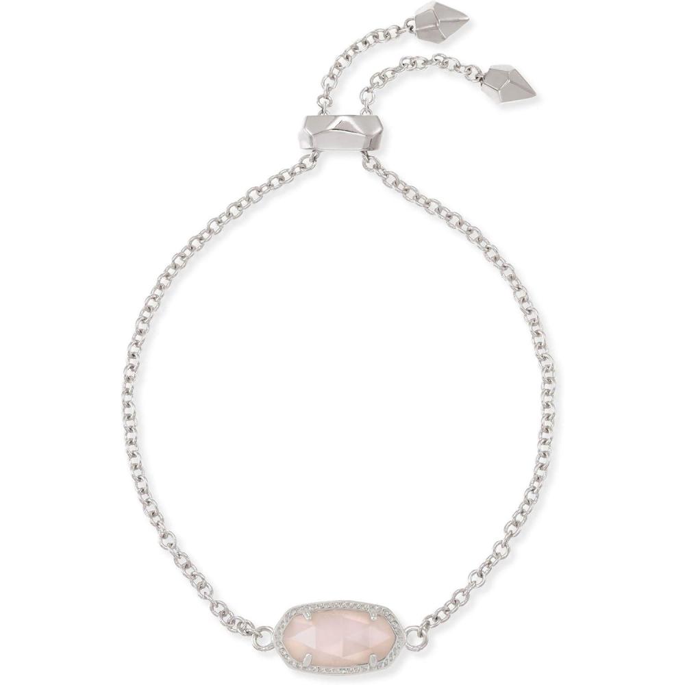 imageKendra Scott Elaina Adjustable Chain Bracelet for Women Fashion Jewelry GoldPlatedRHODIUM  ROSE QUARTZ