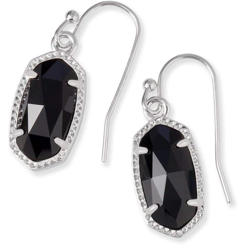 imageKendra Scott Lee Drop Earrings for WomenRHODIUM  BLACK OPAQUE GLASS