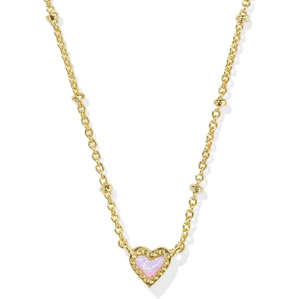 imageKendra Scott Mini Ari Heart Satellite Necklace Fashion Jewelry for WomenGOLD  BUBBLEGUM PINK OPAL