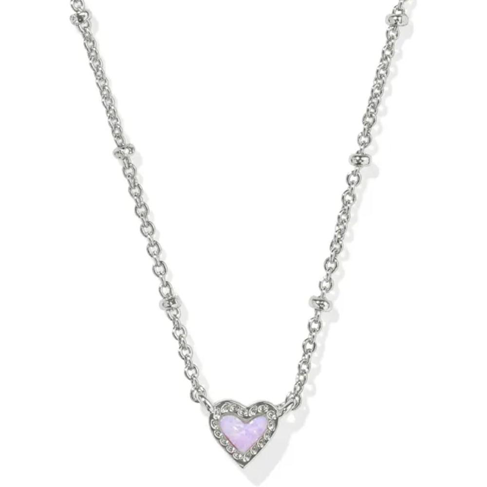 imageKendra Scott Mini Ari Heart Satellite Necklace Fashion Jewelry for WomenRHODIUM  BUBBLEGUM PINK OPAL