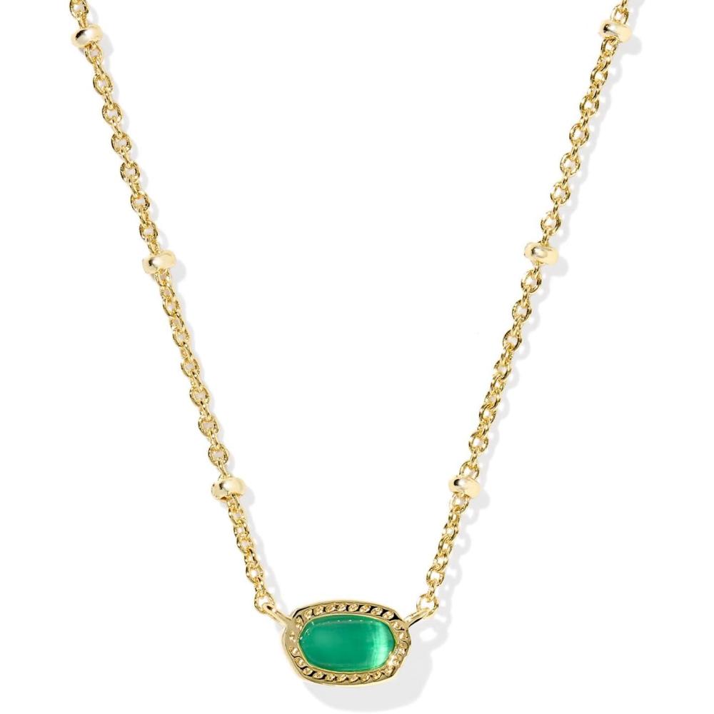 imageKendra Scott Mini Elisa 14k GoldPlated Satellite Short Pendant Necklace Fashion Jewelry for WomenGOLD  EMERALD CATS EYE