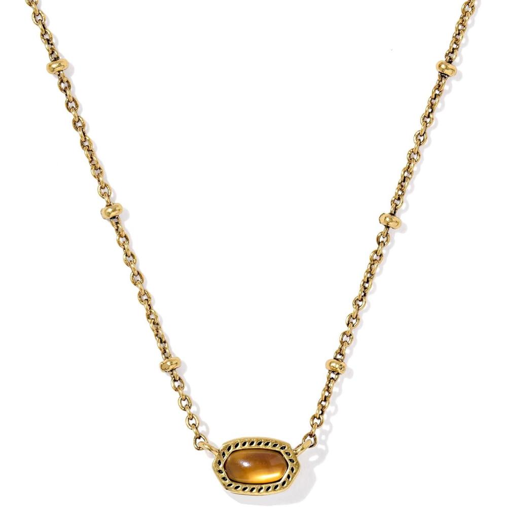 imageKendra Scott Mini Elisa 14k GoldPlated Satellite Short Pendant Necklace Fashion Jewelry for WomenGOLD  MARBLED AMBER ILLUSION