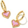Kendra Scott Ari Heart Huggie Earrings for Women, Fashion Jewelry(GOLD – BUBBLEGUM PINK OPAL)