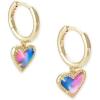 Kendra Scott Ari Heart Huggie Earrings for Women, Fashion Jewelry(GOLD – WATERCOLOR PEARLIZED CLEAR GLASS)