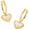Kendra Scott Ari Heart Huggie Earrings for Women, Fashion Jewelry(Gold Iridescent Frosted Glass)