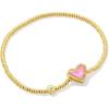 Kendra Scott Ari Heart Stretch Bracelet, Fashion Jewelry for Women(GOLD – PINK IRIDESCENT GLITTER GLASS)