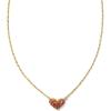 Kendra Scott Ari Pave Crystal Heart Necklace, Fashion Jewelry For Women(GOLD – GARNET)