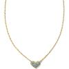 Kendra Scott Ari Pave Crystal Heart Necklace, Fashion Jewelry For Women(GOLD – PARAIBA BLUE GREEN)