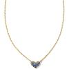 Kendra Scott Ari Pave Crystal Heart Necklace, Fashion Jewelry For Women(GOLD – SAPPHIRE VIVID BLUE)