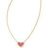 Kendra Scott Ari Pave Crystal Heart Necklace, Fashion Jewelry For Women(Gold Ruby Crystal)