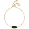 Kendra Scott Elaina Adjustable Chain Bracelet for Women, Fashion Jewelry, Gold-Plated(GOLD – BLACK DRUSY)