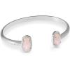 Kendra Scott Elton Cuff Bracelet for Women, Fashion Jewelry(RHODIUM – ROSE QUARTZ)