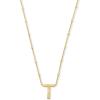 Kendra Scott Letters A-Z Pendant Necklace for Women, Fashion Jewelry, 14k Gold-Plated Brass(Letter T)