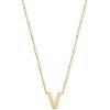 Kendra Scott Letters A-Z Pendant Necklace for Women, Fashion Jewelry, 14k Gold-Plated Brass(Letter V)