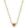 Kendra Scott Mini Ari Heart Satellite Necklace, Fashion Jewelry for Women(GOLD – RED KYOCERA OPAL)