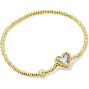 Kendra Scott Ari Heart Stretch Bracelet, Fashion Jewelry for Women(GOLD – DICHROIC GLASS)