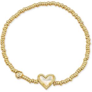 Kendra Scott Ari Heart Stretch Bracelet, Fashion Jewelry for Women(GOLD – IVORY MOTHER OF PEARL)