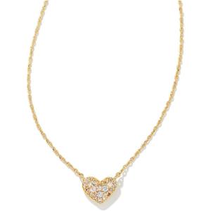 Kendra Scott Ari Pave Crystal Heart Necklace, Fashion Jewelry For Women(GOLD METAL – WHITE CUBIC ZIRCONIA)