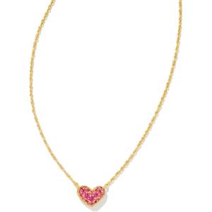 Kendra Scott Ari Pave Crystal Heart Necklace, Fashion Jewelry For Women(Gold Ruby Crystal)