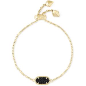 Kendra Scott Elaina Adjustable Chain Bracelet for Women, Fashion Jewelry, Gold-Plated(GOLD – BLACK DRUSY)