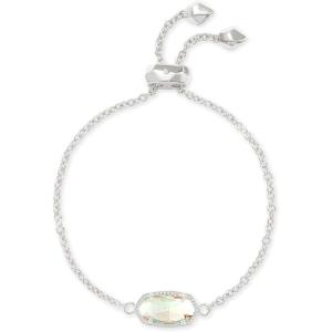 Kendra Scott Elaina Adjustable Chain Bracelet for Women, Fashion Jewelry, Gold-Plated(RHODIUM – IRIDESCENT DICHROIC GLASS)