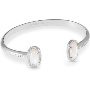 Kendra Scott Elton Cuff Bracelet for Women, Fashion Jewelry(RHODIUM – IVORY MOTHER OF PEARL)
