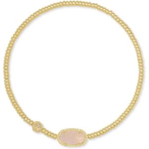 Kendra Scott Grayson Crystal Stretch Bracelet, Fashion Jewelry for Women(GOLD – ROSE QUARTZ)
