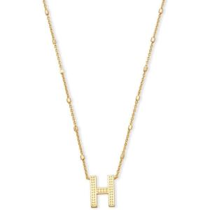 Kendra Scott Letters A-Z Pendant Necklace for Women, Fashion Jewelry, 14k Gold-Plated Brass(Letter H)