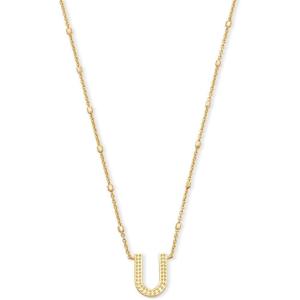Kendra Scott Letters A-Z Pendant Necklace for Women, Fashion Jewelry, 14k Gold-Plated Brass(Letter U)