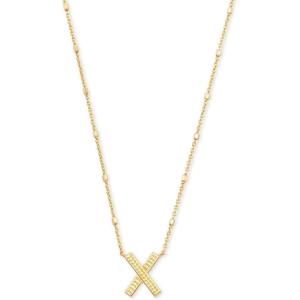 Kendra Scott Letters A-Z Pendant Necklace for Women, Fashion Jewelry, 14k Gold-Plated Brass(Letter X)