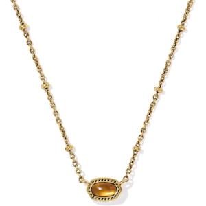Kendra Scott Mini Elisa 14k Gold-Plated Satellite Short Pendant Necklace, Fashion Jewelry for Women(GOLD – MARBLED AMBER ILLUSION)