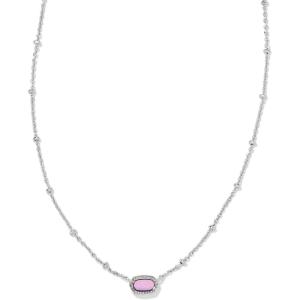 Kendra Scott Mini Elisa 14k Gold-Plated Satellite Short Pendant Necklace, Fashion Jewelry for Women(RHODIUM – FUCHSIA MAGNESITE)
