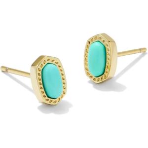 Kendra Scott Mini Ellie 14k Gold-Plated Stud Earrings, Fashion Jewelry for Women(GOLD – MINT MAGNESITE)