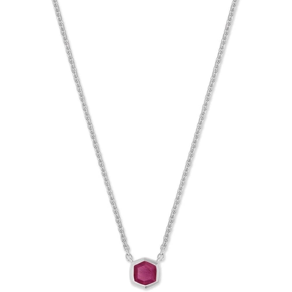 imageKendra Scott Davie Pendant Necklace in Sterling Silver Fine Jewelry for WomenSTERLING SILVER PINK RUBY