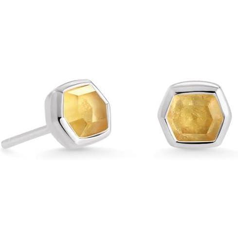imageKendra Scott Davie Stud Earrings in Sterling Silver Fine Jewelry for WomenSTERLING SILVER LIGHT CITRINE