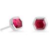 Kendra Scott Davie Stud Earrings in Sterling Silver, Fine Jewelry for Women(STERLING SILVER RED GARNET)