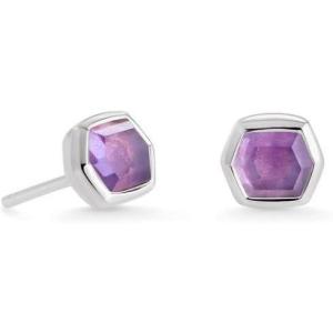 Kendra Scott Davie Stud Earrings in Sterling Silver, Fine Jewelry for Women(STERLING SILVER AMETHYST)