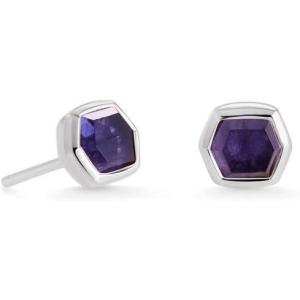 Kendra Scott Davie Stud Earrings in Sterling Silver, Fine Jewelry for Women(STERLING SILVER IOLITE)