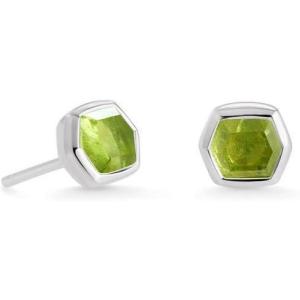 Kendra Scott Davie Stud Earrings in Sterling Silver, Fine Jewelry for Women(STERLING SILVER PERIDOT)