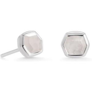 Kendra Scott Davie Stud Earrings in Sterling Silver, Fine Jewelry for Women(STERLING SILVER RAINBOW MOONSTONE)
