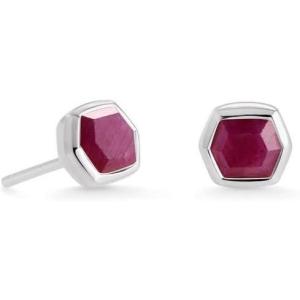 Kendra Scott Davie Stud Earrings in Sterling Silver, Fine Jewelry for Women(STERLING SILVER RUBY)