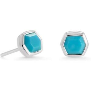 Kendra Scott Davie Stud Earrings in Sterling Silver, Fine Jewelry for Women(STERLING SILVER TURQUOISE)