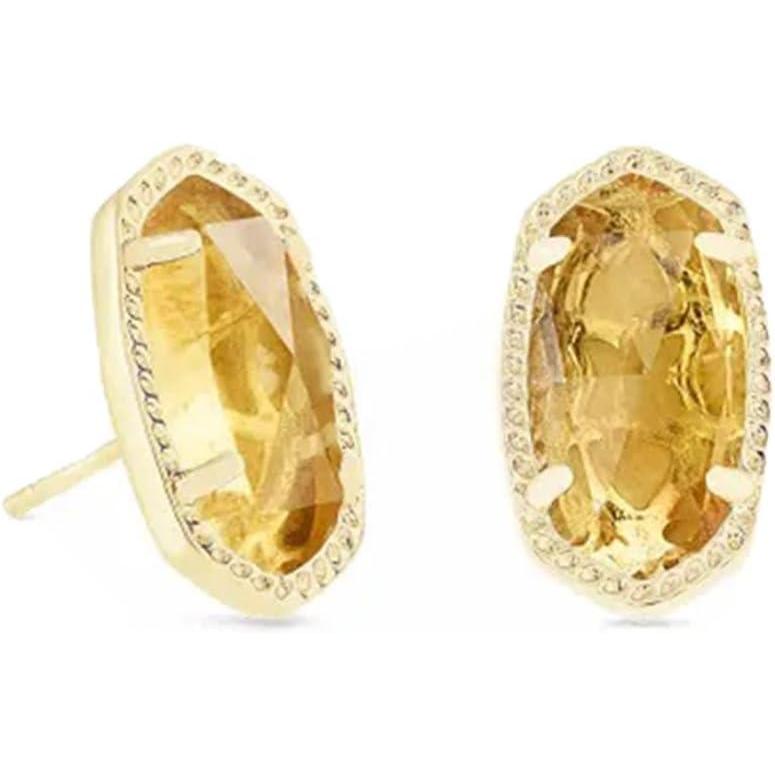 imageKendra Scott Ellie Earrings Fashion Jewelry for WomenGOLD  ORANGE CITRINE QUARTZ
